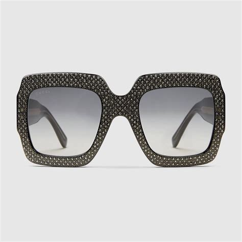 square frame acetate gucci sunglasses|gucci sunglasses with rhinestones.